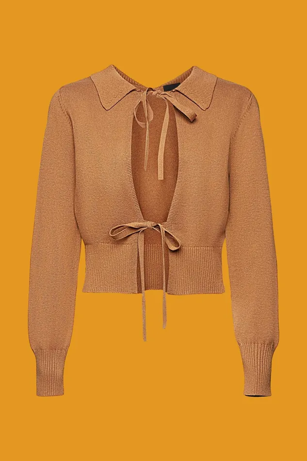 Sweaters Women Esprit Tie Front Cardigan Toffee