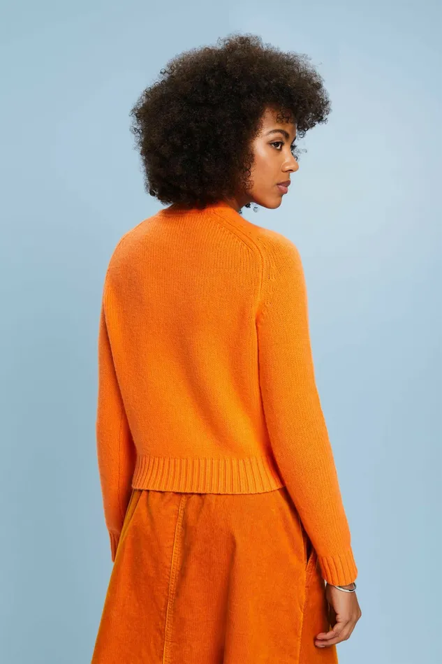 Sweaters Women Esprit Wool Cashmere Logo Sweater Red Orange