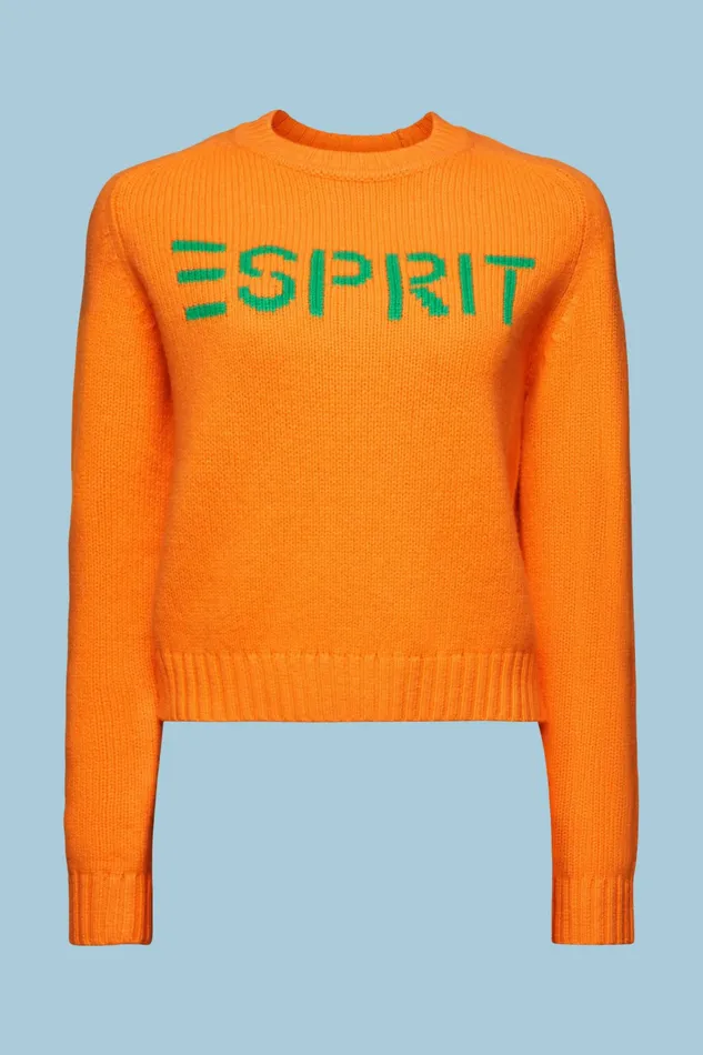 Sweaters Women Esprit Wool Cashmere Logo Sweater Red Orange