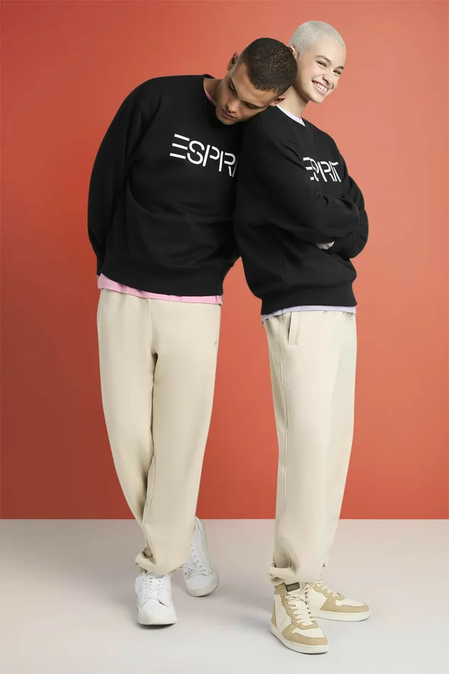 Sweatshirts Hoodies Men Esprit Cotton Fleece Logo Sweatshirt Black