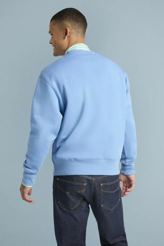 Sweatshirts Hoodies Men Esprit Cotton Fleece Logo Sweatshirt Light Blue Lavender