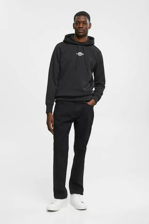 Sweatshirts Hoodies Men Esprit Logo Hooded Cotton Sweatshirt Black