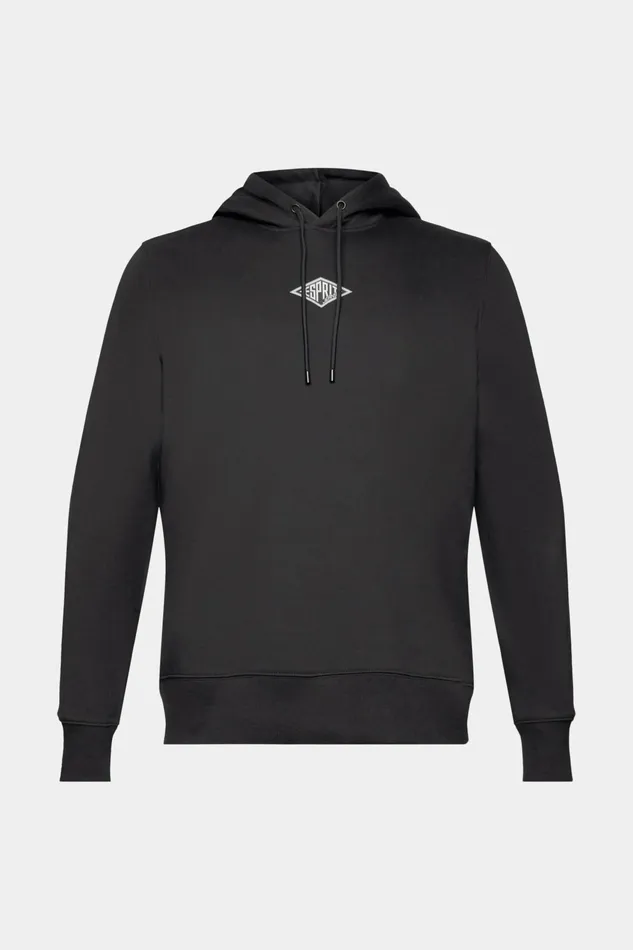 Sweatshirts Hoodies Men Esprit Logo Hooded Cotton Sweatshirt Black