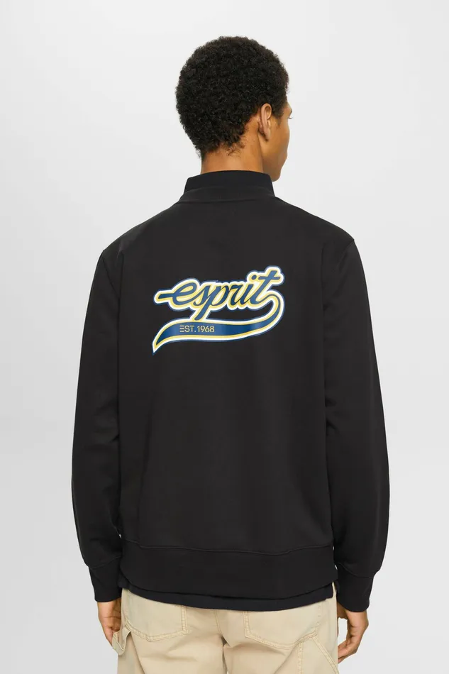 Sweatshirts Hoodies Men Esprit Logo Print Crewneck Sweatshirt Black