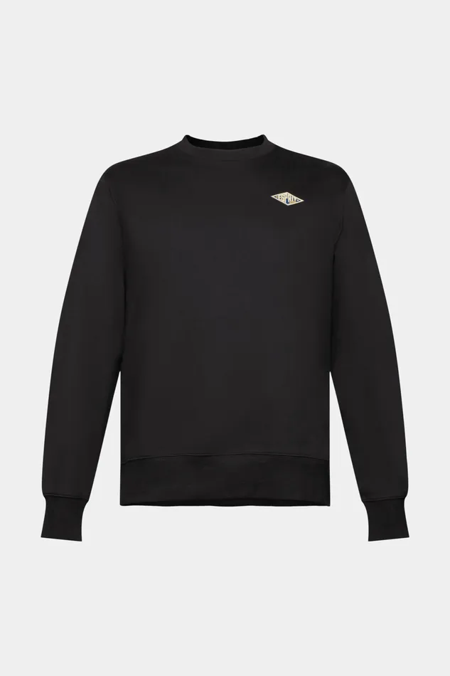 Sweatshirts Hoodies Men Esprit Logo Print Crewneck Sweatshirt Black