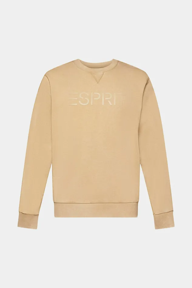 Sweatshirts Hoodies Men Esprit Logo Print Crewneck Sweatshirt Khaki Beige