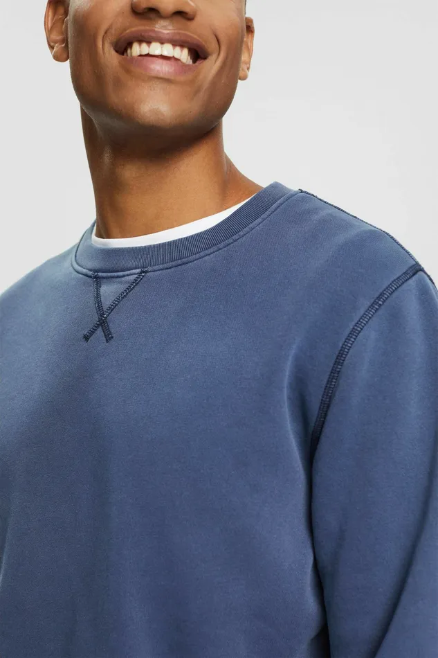 Sweatshirts Hoodies Men Esprit Plain Regular Fit Sweatshirt Navy