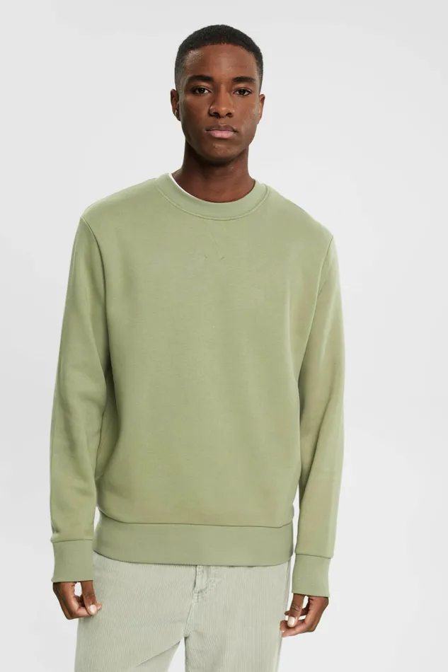 Sweatshirts Hoodies Men Esprit Recycled PlainColoured Sweatshirt Light Khaki