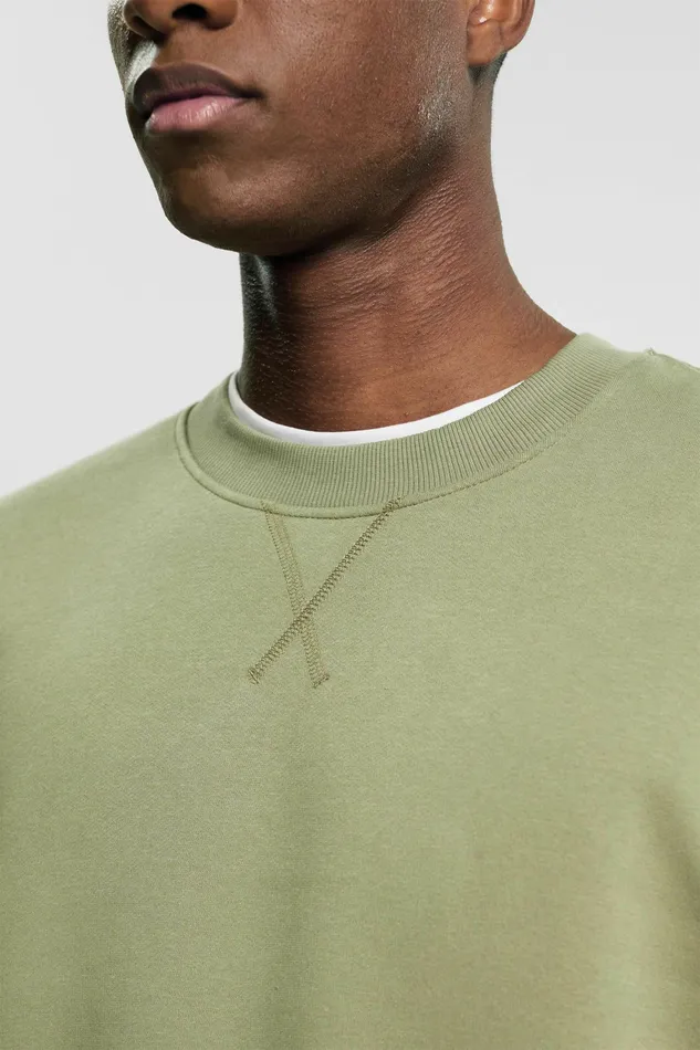 Sweatshirts Hoodies Men Esprit Recycled PlainColoured Sweatshirt Light Khaki