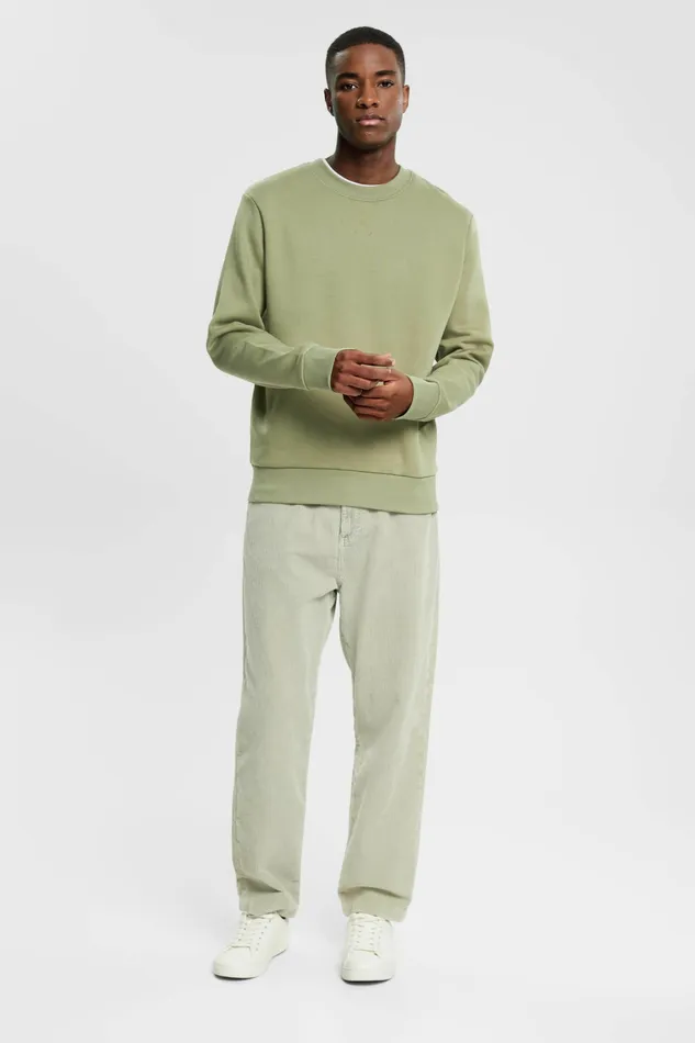 Sweatshirts Hoodies Men Esprit Recycled PlainColoured Sweatshirt Light Khaki