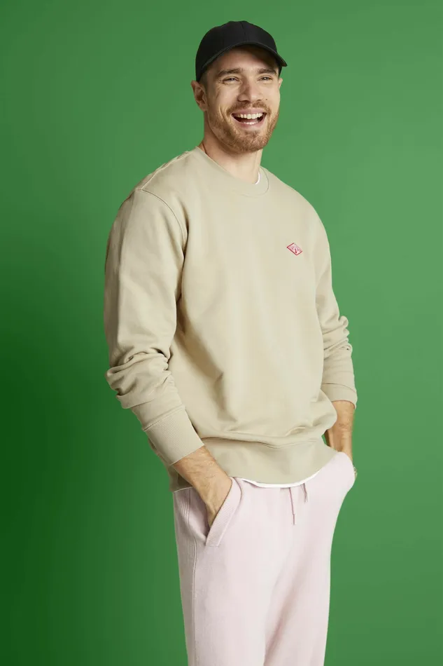 Sweatshirts Hoodies Men Esprit Unisex Logo Crewneck Sweatshirt Khaki Beige