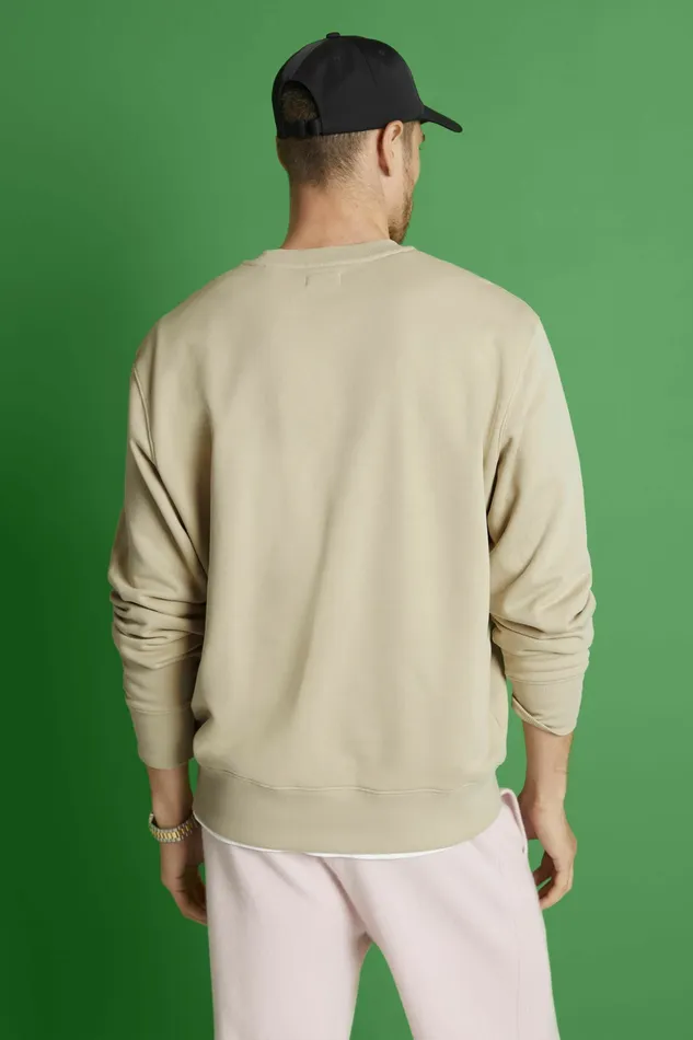 Sweatshirts Hoodies Men Esprit Unisex Logo Crewneck Sweatshirt Khaki Beige