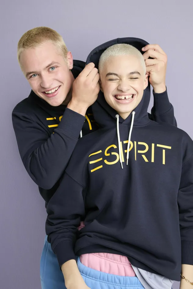 Sweatshirts Hoodies Men Esprit Unisex Logo Fleece Hoodie Navy