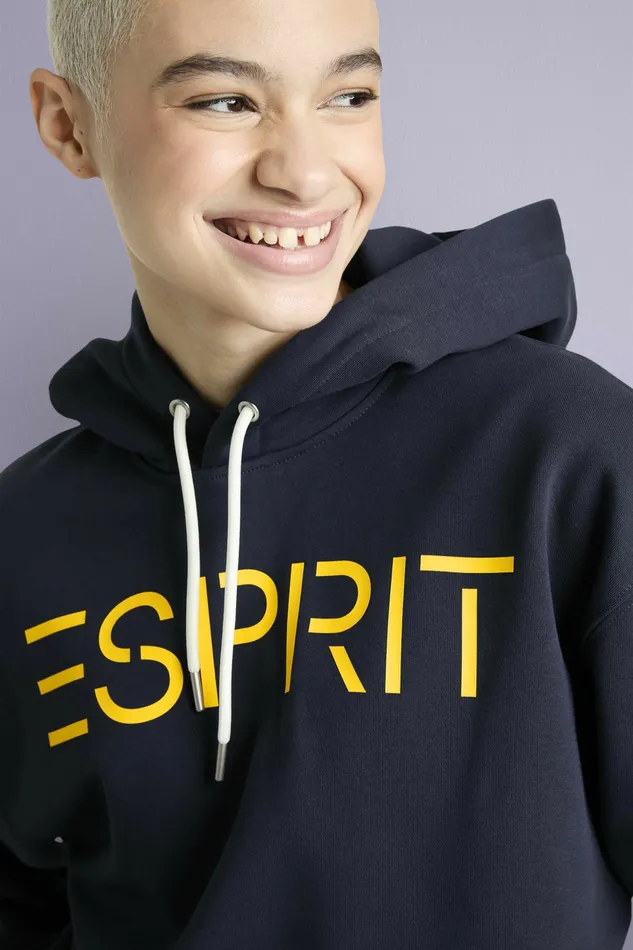 Sweatshirts Hoodies Men Esprit Unisex Logo Fleece Hoodie Navy