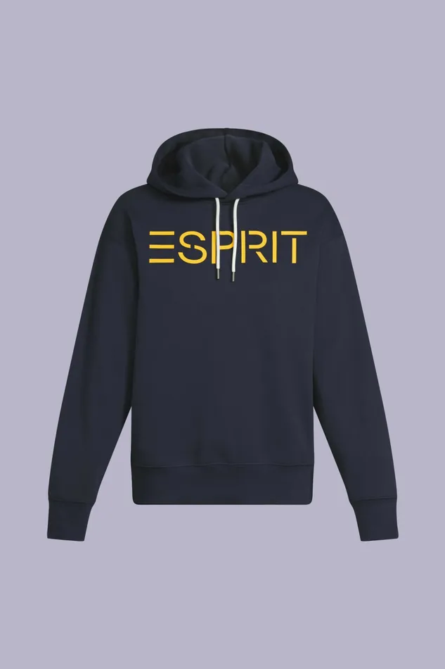 Sweatshirts Hoodies Men Esprit Unisex Logo Fleece Hoodie Navy