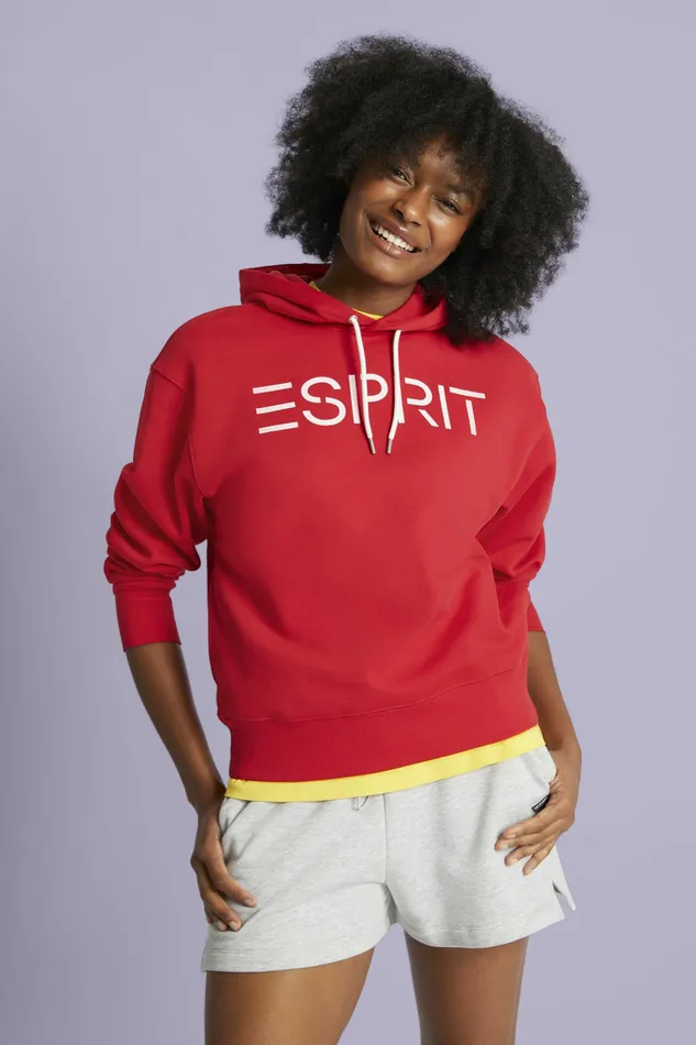 Sweatshirts Hoodies Men Esprit Unisex Logo Fleece Hoodie Red