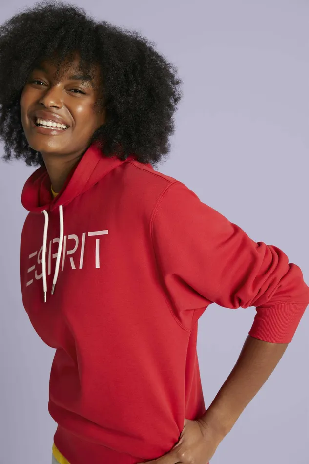 Sweatshirts Hoodies Men Esprit Unisex Logo Fleece Hoodie Red