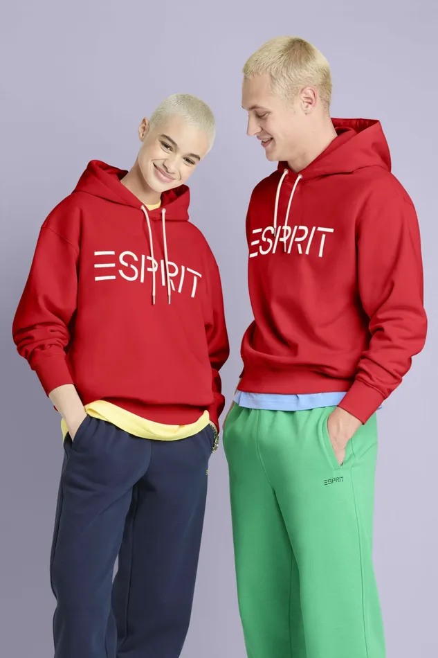 Sweatshirts Hoodies Men Esprit Unisex Logo Fleece Hoodie Red