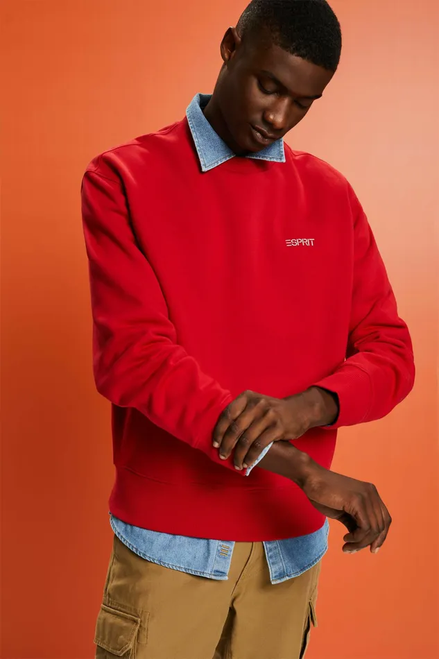 Sweatshirts Hoodies Men Esprit Unisex Logo Fleece Sweatshirt Dark Red