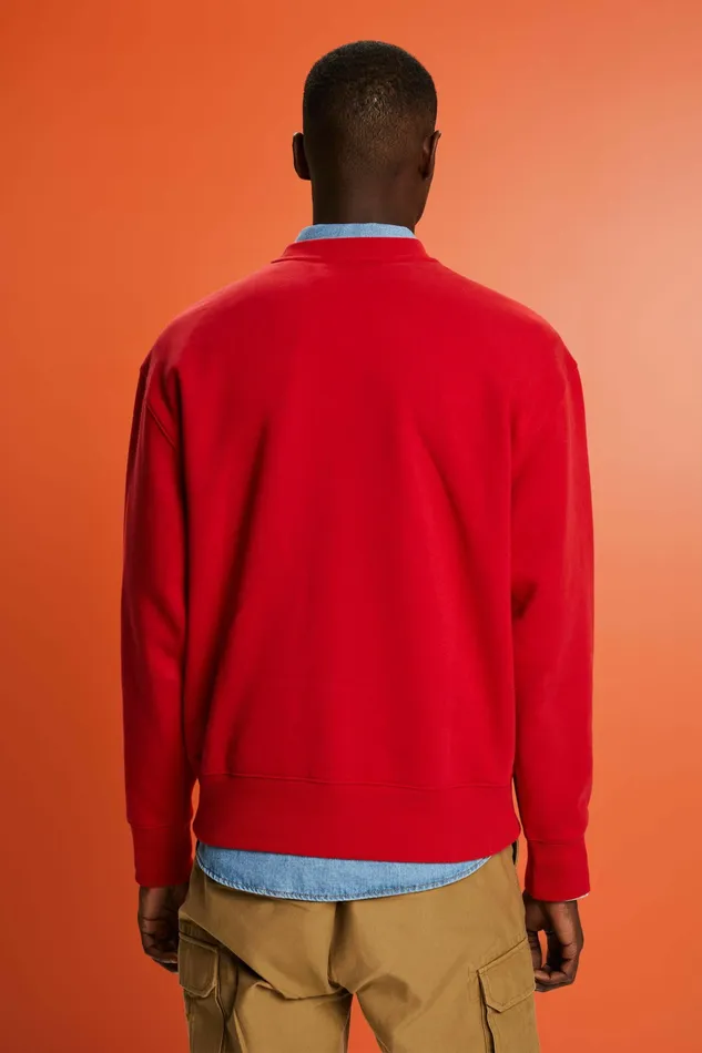 Sweatshirts Hoodies Men Esprit Unisex Logo Fleece Sweatshirt Dark Red