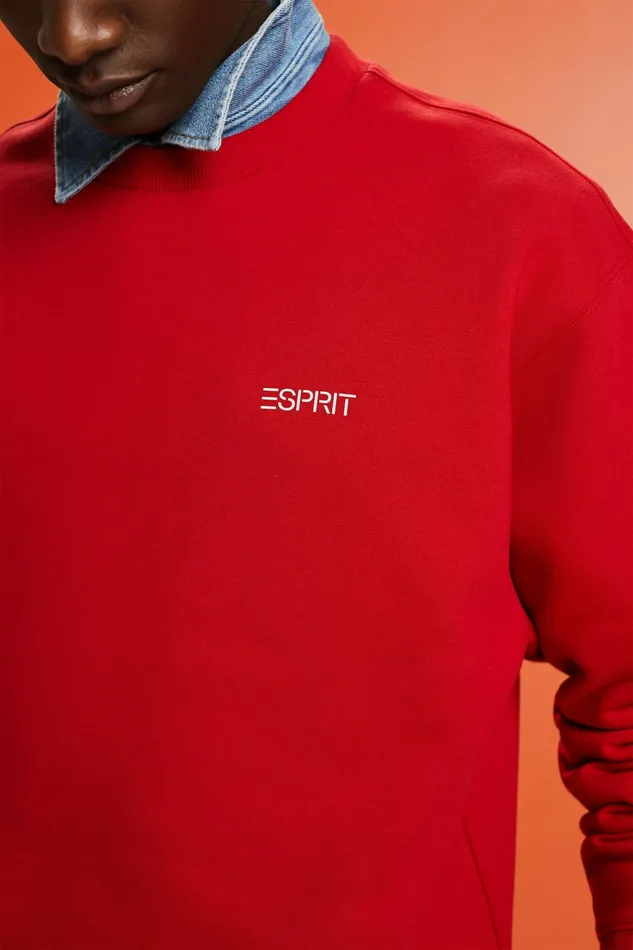 Sweatshirts Hoodies Men Esprit Unisex Logo Fleece Sweatshirt Dark Red