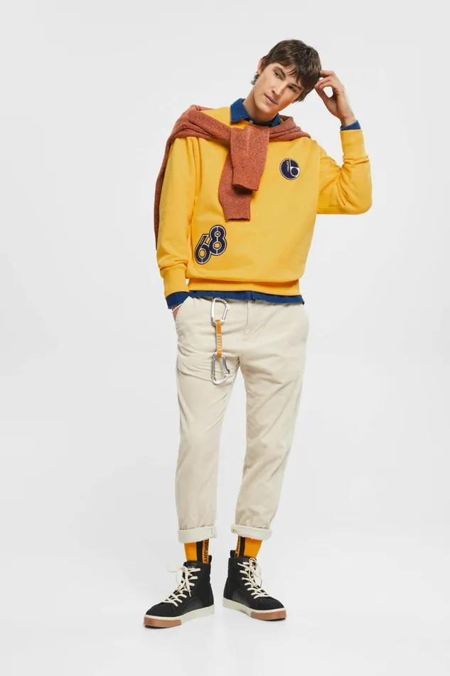 Sweatshirts Hoodies Men Esprit Varsity Patch Sweatshirt Yellow