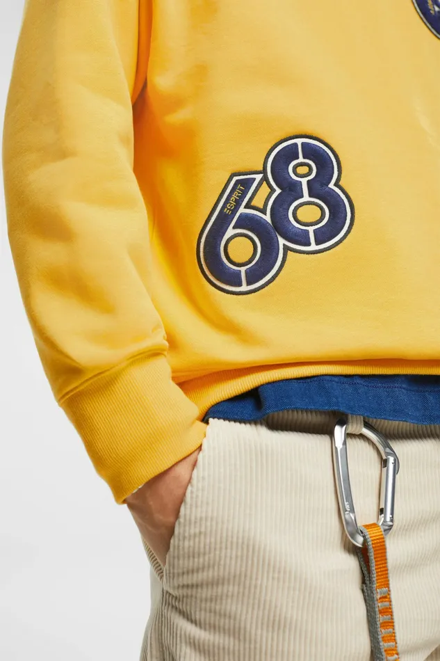 Sweatshirts Hoodies Men Esprit Varsity Patch Sweatshirt Yellow