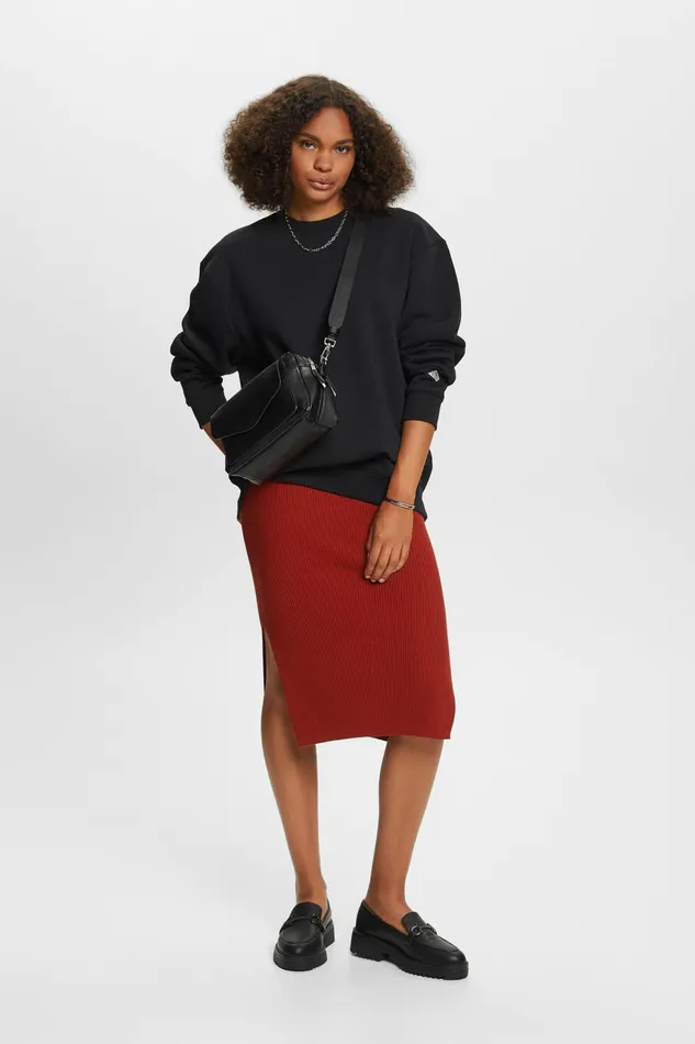 Sweatshirts Hoodies Women Esprit Cotton Blend Pullover Sweatshirt Black