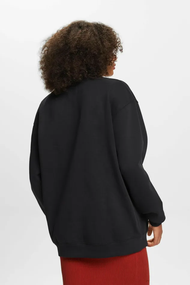 Sweatshirts Hoodies Women Esprit Cotton Blend Pullover Sweatshirt Black