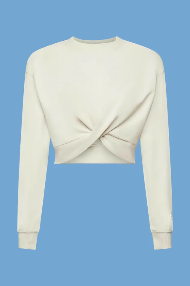 Sweatshirts Hoodies Women Esprit Cropped Knot Detail Sweatshirt Light Taupe
