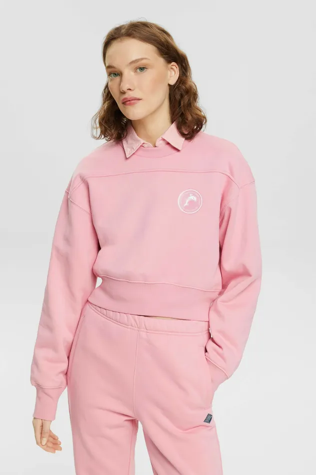 Sweatshirts Hoodies Women Esprit Cropped Sweatshirt Pink