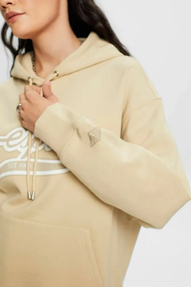Sweatshirts Hoodies Women Esprit Logo Fleece Hoodie Beige