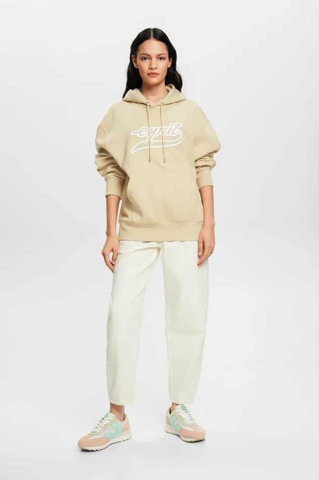 Sweatshirts Hoodies Women Esprit Logo Fleece Hoodie Beige
