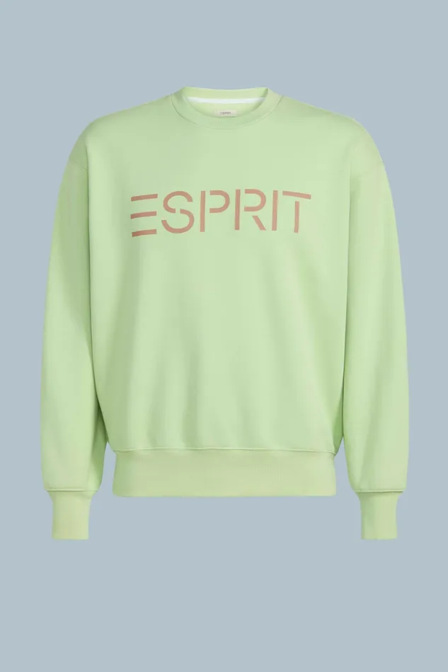 Sweatshirts Hoodies Women Esprit Unisex Cotton Fleece Logo Sweatshirt Light Green
