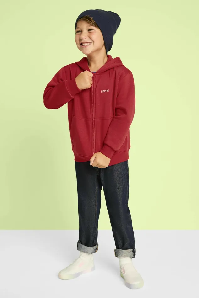 Sweatshirts Kids Esprit Logo Zip Up Hoodie Dark Red