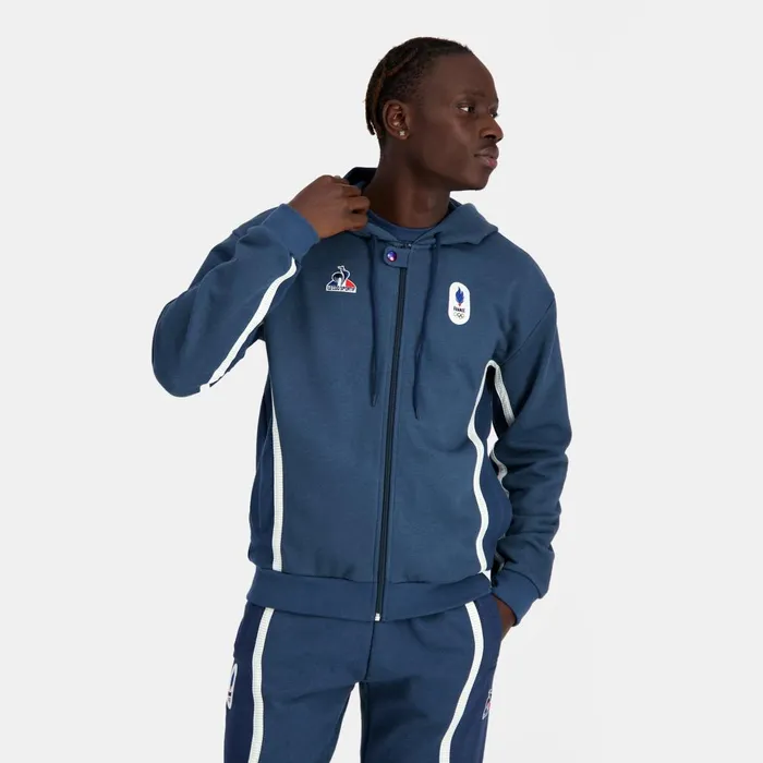 Sweatshirts Men Le Coq Sportif France039s Olympic Team ZipUp Hoodie Insignia Blue