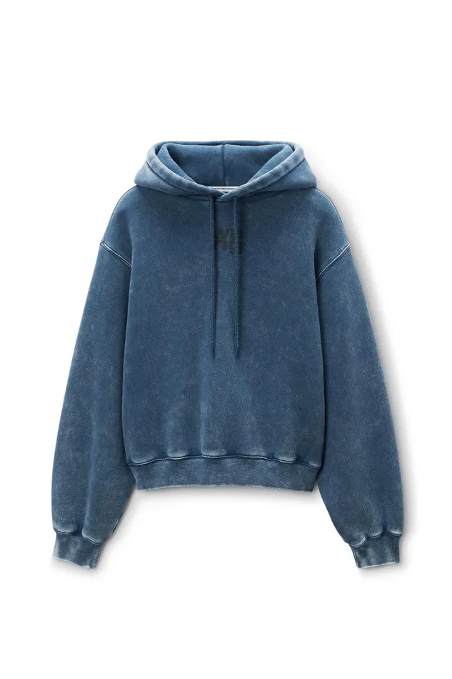 Sweatshirts Women Alexander Wang Puff Logo Hoodie In Structured Terry