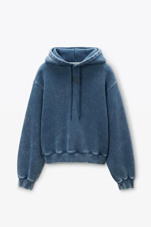 Sweatshirts Women Alexander Wang Puff Logo Hoodie In Structured Terry