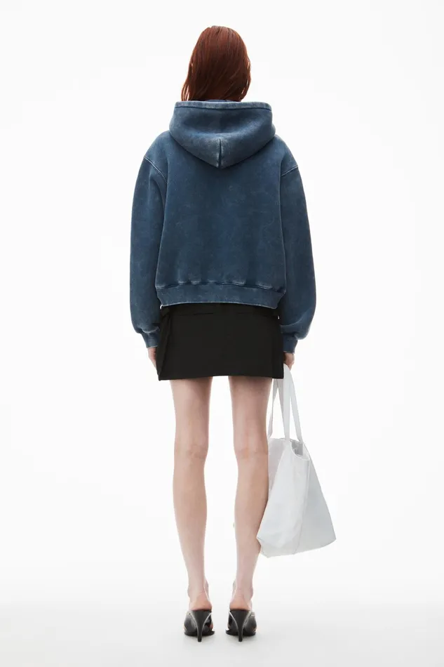 Sweatshirts Women Alexander Wang Puff Logo Hoodie In Structured Terry