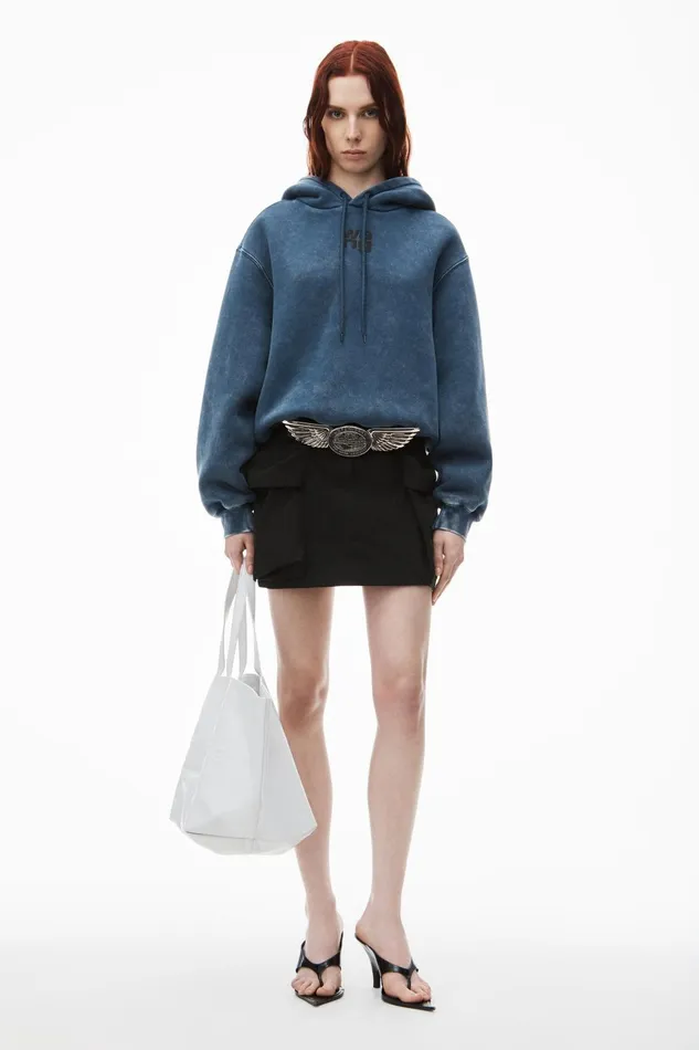 Sweatshirts Women Alexander Wang Puff Logo Hoodie In Structured Terry
