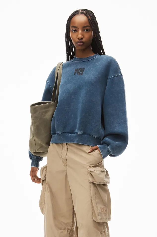Sweatshirts Women Alexander Wang Puff Logo Sweatshirt In Structured Terry