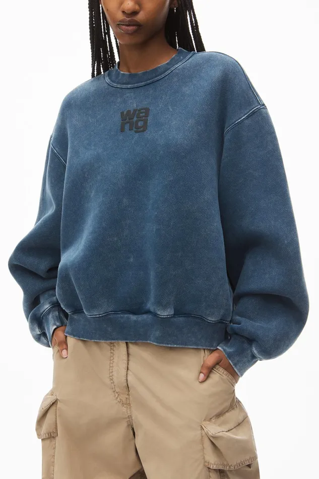 Sweatshirts Women Alexander Wang Puff Logo Sweatshirt In Structured Terry