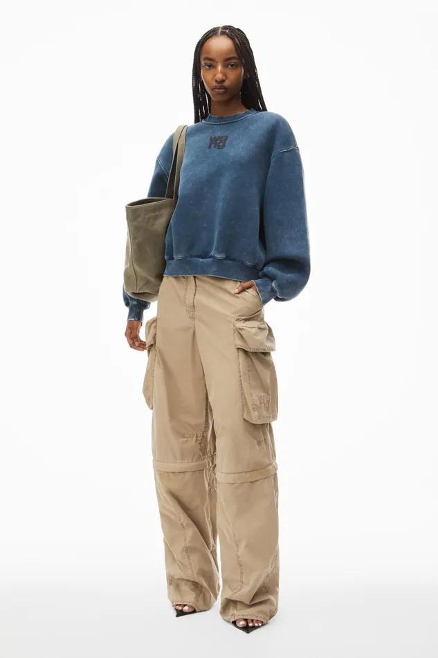 Sweatshirts Women Alexander Wang Puff Logo Sweatshirt In Structured Terry
