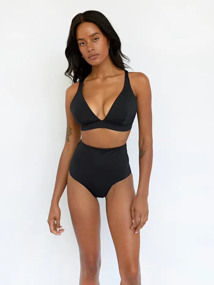 Swimwear Women The UNDONE Form and Fold 8211 The Tri Bikini Top in Black