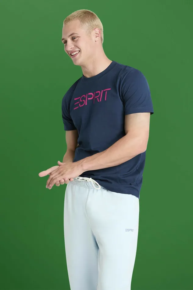 TShirts Polos Men Esprit Cotton Jersey Logo TShirt Ink 2