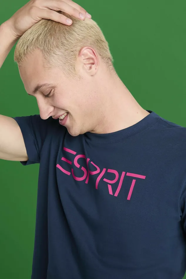 TShirts Polos Men Esprit Cotton Jersey Logo TShirt Ink 2