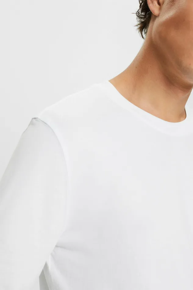 TShirts Polos Men Esprit Crewneck Long Sleeve TShirt White