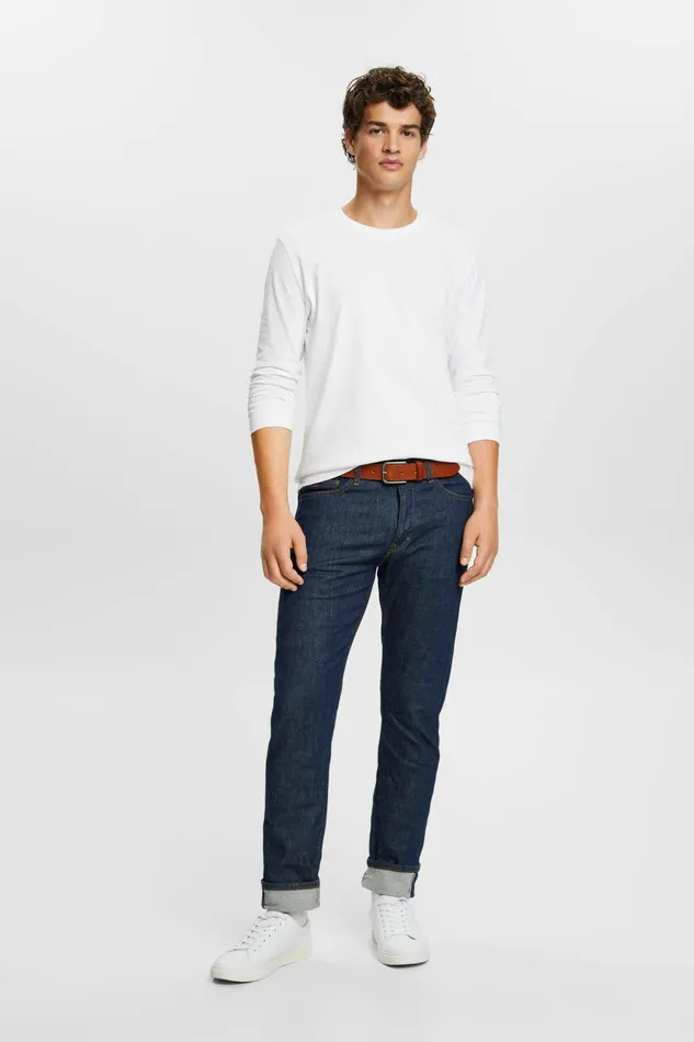 TShirts Polos Men Esprit Crewneck Long Sleeve TShirt White