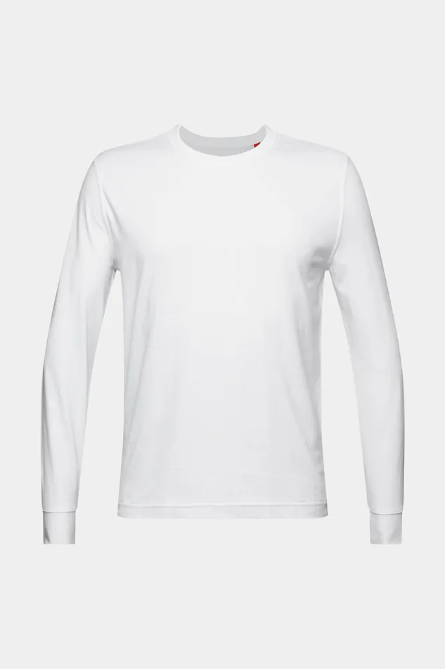TShirts Polos Men Esprit Crewneck Long Sleeve TShirt White