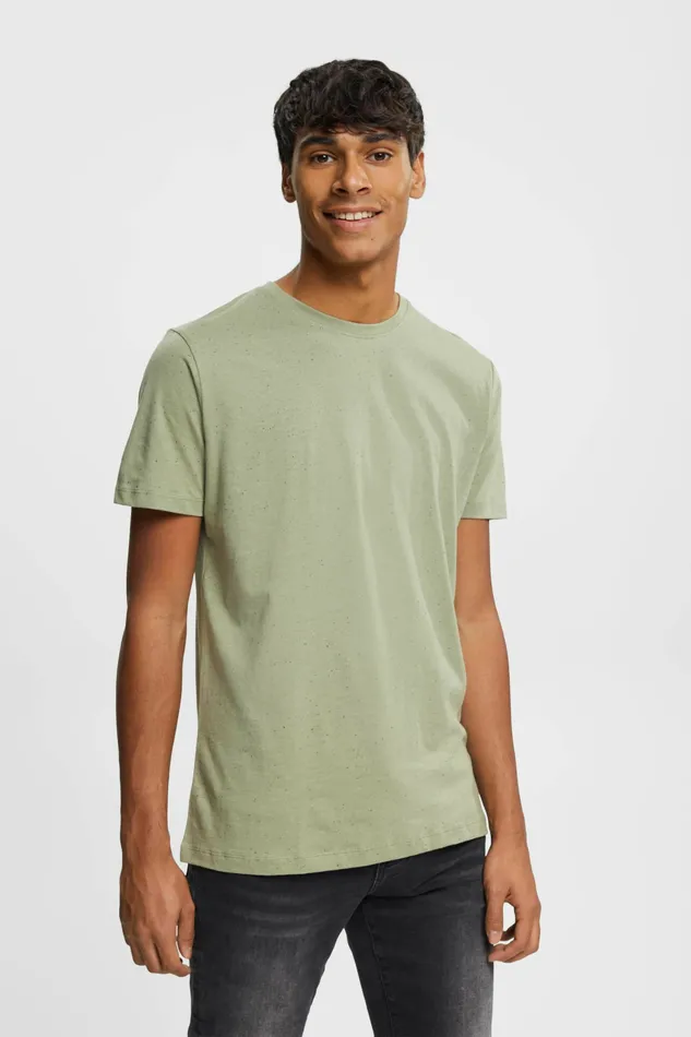 TShirts Polos Men Esprit Flecked Jersey TShirt Light Khaki